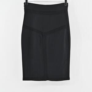 DIANE VON FURSTENBERG Skirt Sz 4 Black‎ Combo Wool Blend Straight Pencil Classic